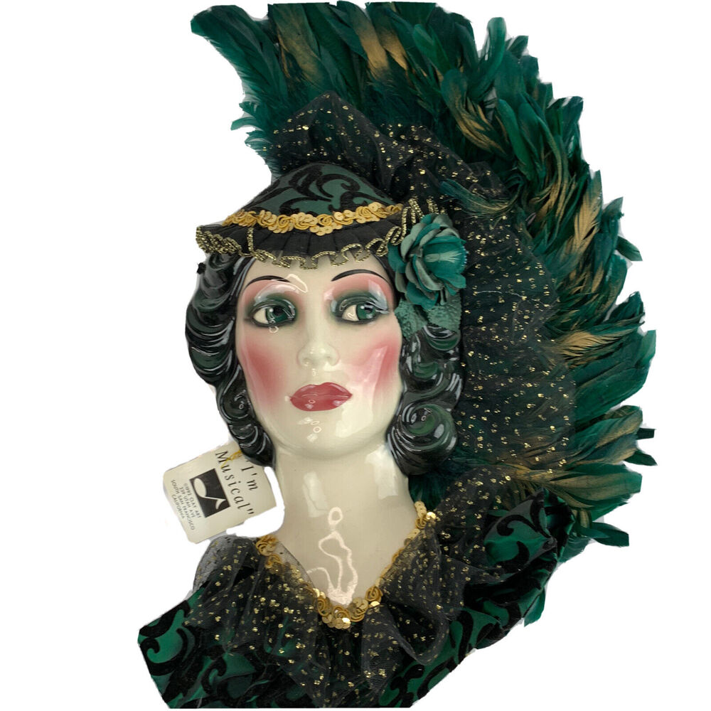 Clay Art San Fran Limited Edition Lady Face Mask Wall Art Green Musical 449/1500